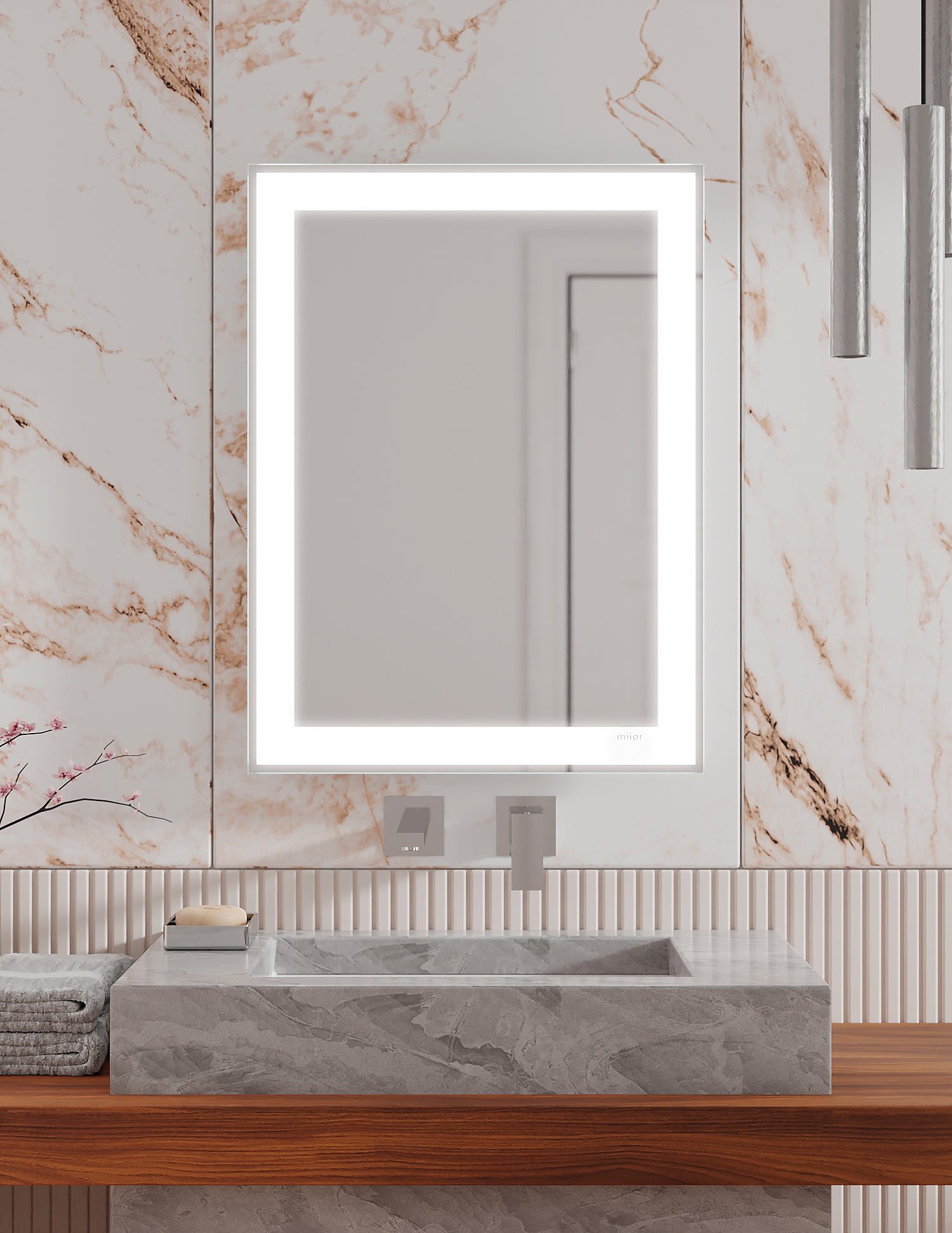 Rectangular pull out mirrors with LED light– Miior 7